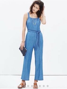 Madwell Women’s Denim Chambray Muralist Tie Waist Jumpsuit- Sz 6